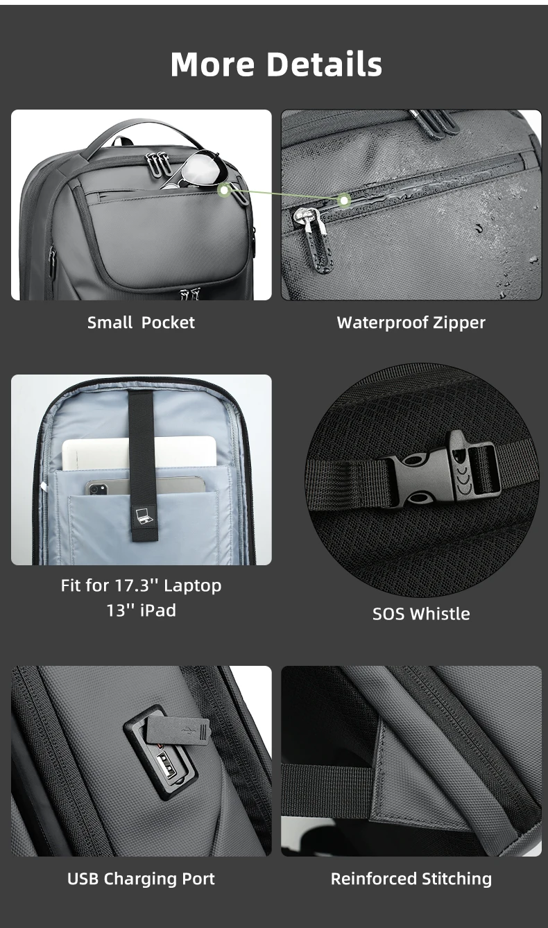 HK Travel Business Backpack for Men Large Capacity 17 Inch Laptop Backpack Multifunctional Anti-Theft Backpack Weekender Daypack