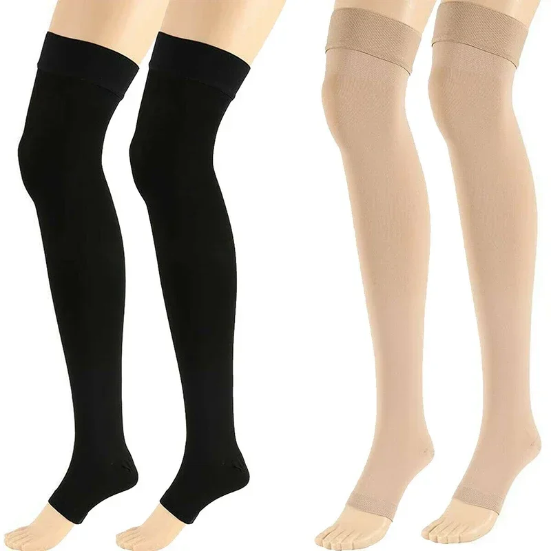 1 Pair Toe to Knee Compression Socks Elastic Calf Support Stockings for Varicose Veins Circulation Aid Medical Compression Wear