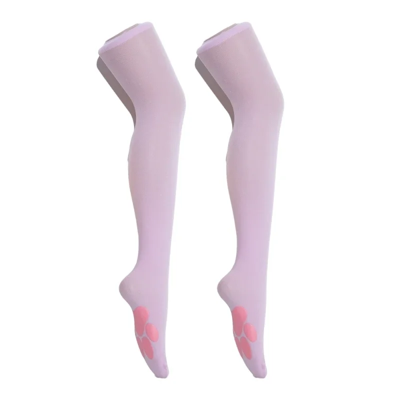 2Pcs/Pair 3D Paw Pad Stockings Over The Knee Solid Color Thigh High Socks for Women Kids Girls