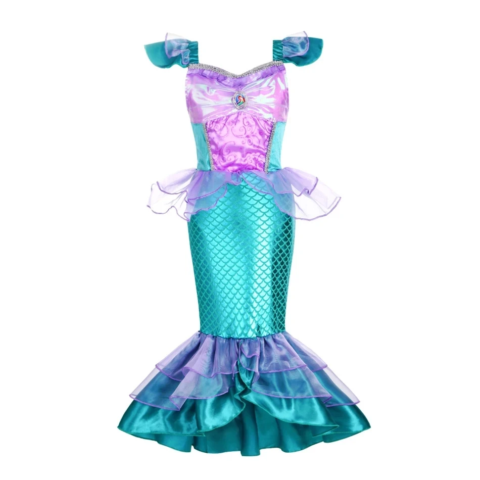 Mermaid Birthday Party Dress Summer Girl Mermaid Costume Carnival Anime Cosplay Outfits 2-10 Yrs Kids Fantasy Disguise Prom Gown
