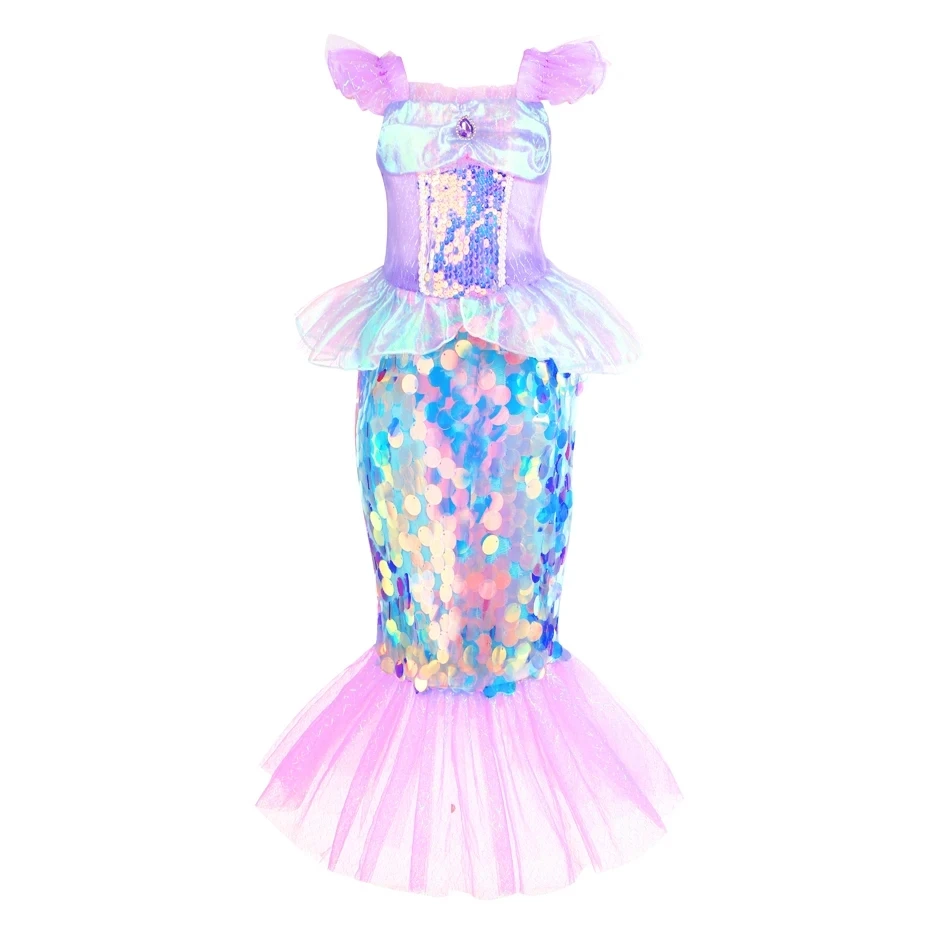 Mermaid Birthday Party Dress Summer Girl Mermaid Costume Carnival Anime Cosplay Outfits 2-10 Yrs Kids Fantasy Disguise Prom Gown