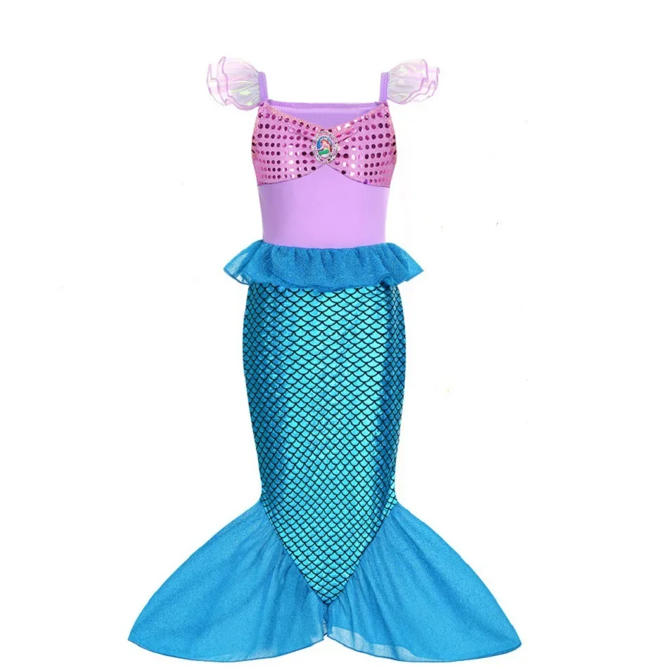 Mermaid Birthday Party Dress Summer Girl Mermaid Costume Carnival Anime Cosplay Outfits 2-10 Yrs Kids Fantasy Disguise Prom Gown