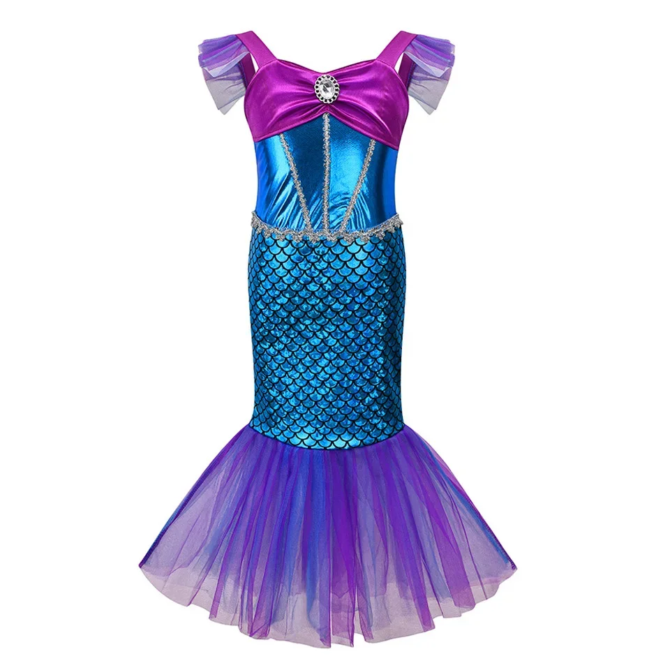 Mermaid Birthday Party Dress Summer Girl Mermaid Costume Carnival Anime Cosplay Outfits 2-10 Yrs Kids Fantasy Disguise Prom Gown