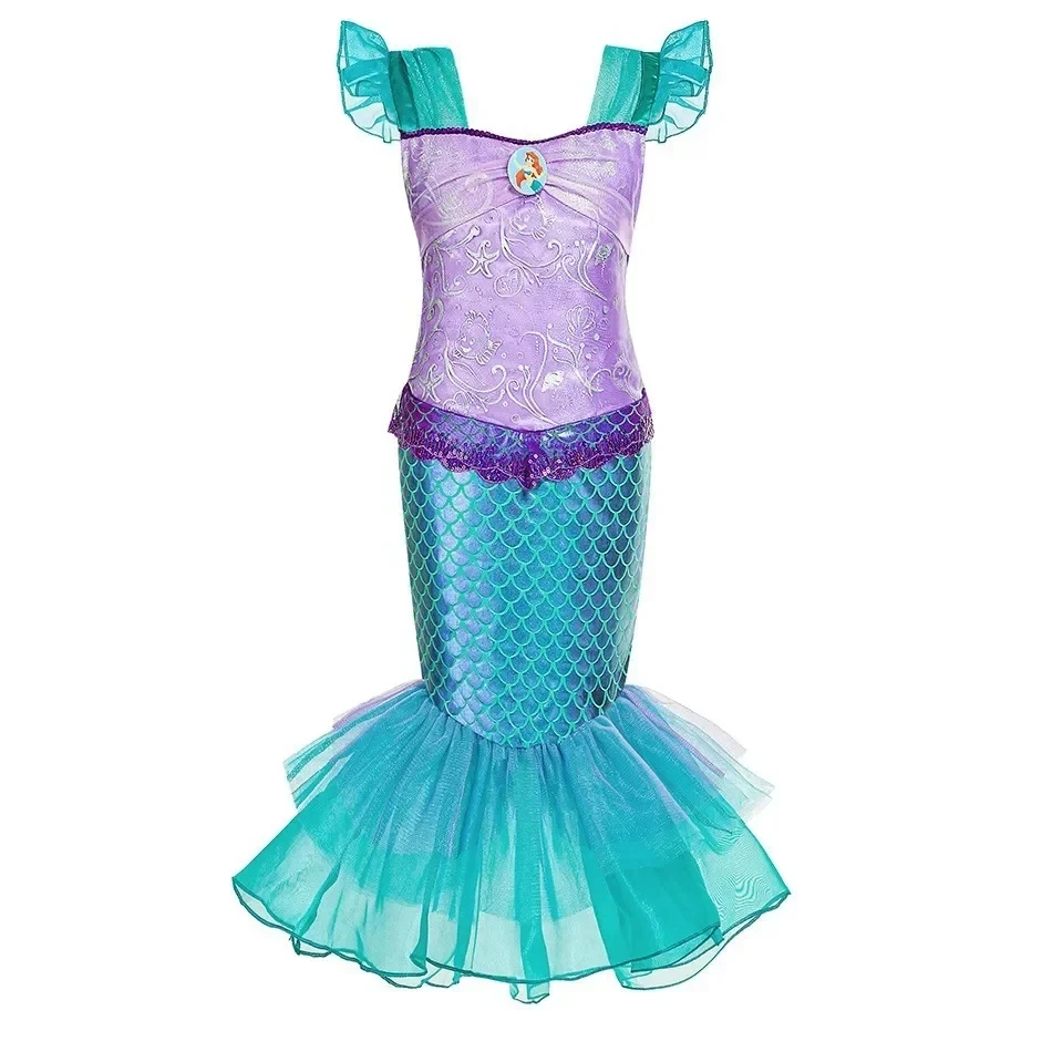 Mermaid Birthday Party Dress Summer Girl Mermaid Costume Carnival Anime Cosplay Outfits 2-10 Yrs Kids Fantasy Disguise Prom Gown