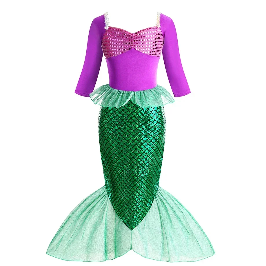 Mermaid Birthday Party Dress Summer Girl Mermaid Costume Carnival Anime Cosplay Outfits 2-10 Yrs Kids Fantasy Disguise Prom Gown