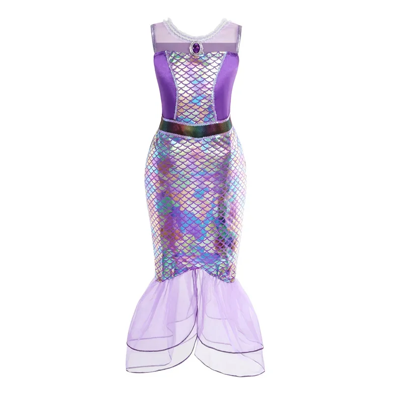 Mermaid Birthday Party Dress Summer Girl Mermaid Costume Carnival Anime Cosplay Outfits 2-10 Yrs Kids Fantasy Disguise Prom Gown