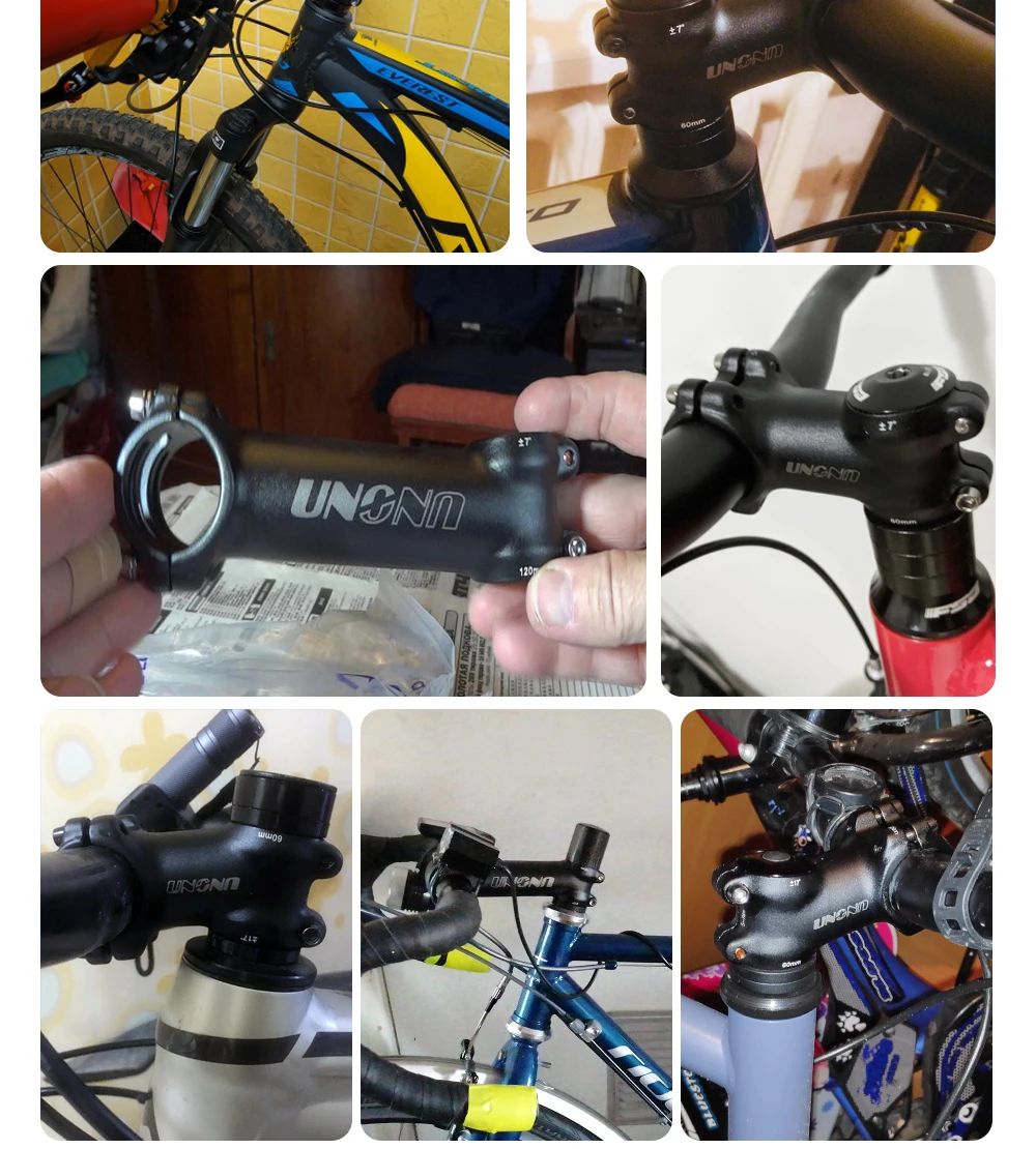 UNO Ultralight Bike Stem 7 17 Degree MTB Mountain Road Bicycle Stem 31.8mm 60/70/80/90/100/110/120/130mm Bicycle Kalloy Parts