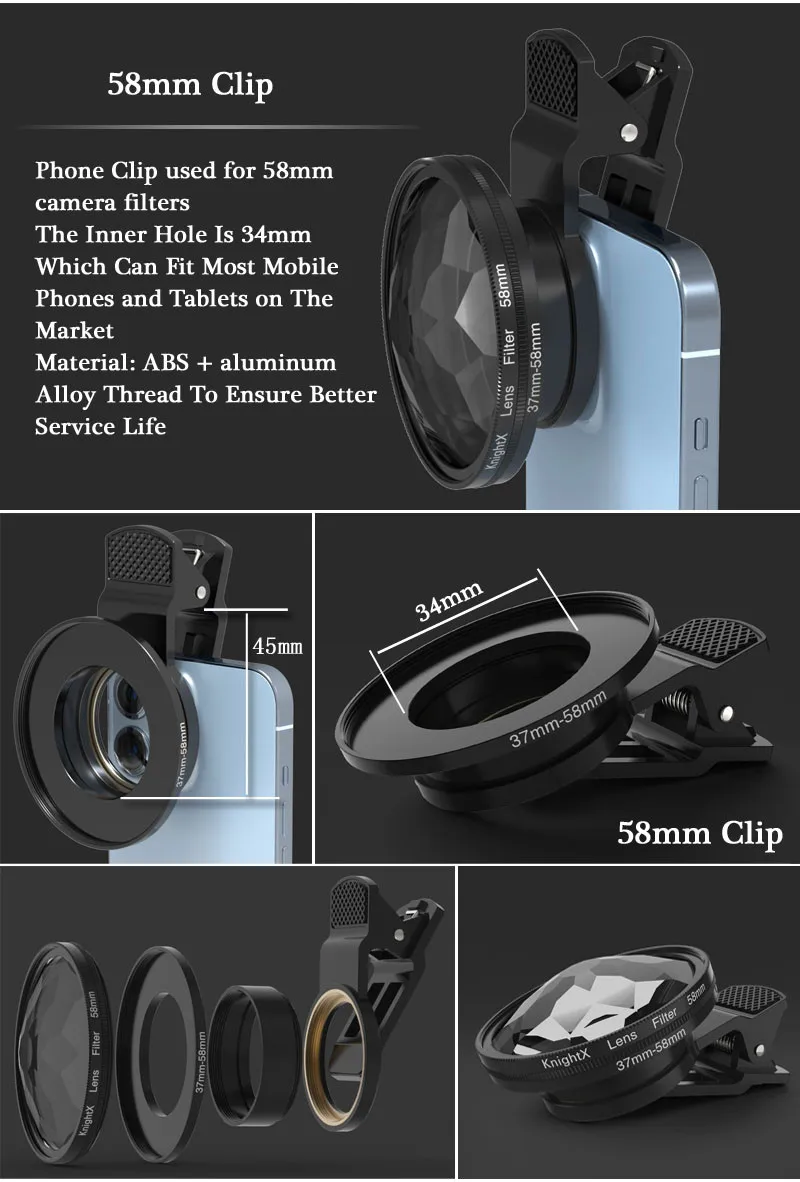 KnightX 58mm Prism Filter Kaleidoscope FX Split Diopter Special Effects Photography Accessorie for Canon Nikon Olympus