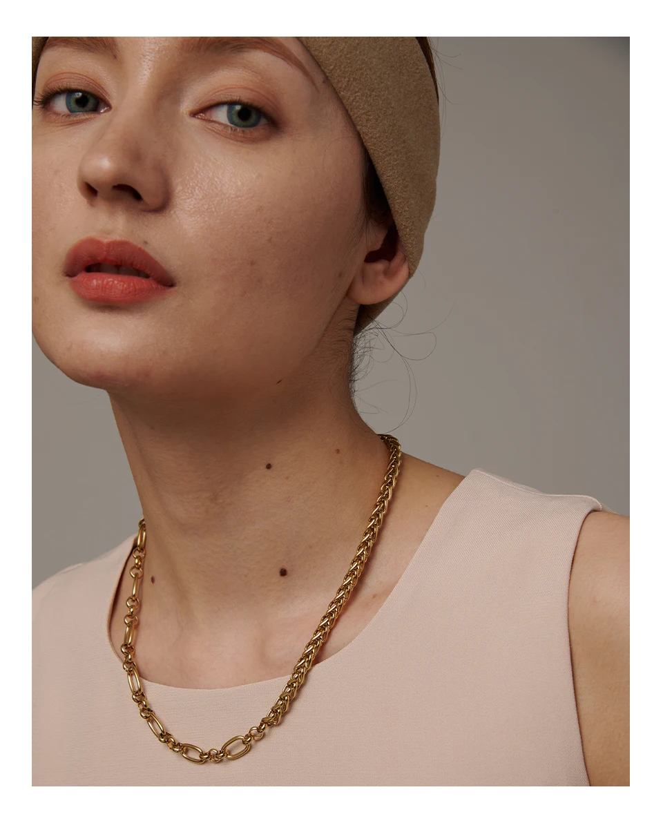 Yhpup 316L Stainless Steel Chain Necklace Statement Golden Glossy Thick Chunky Collar Necklace цепочка на шею женская Gift New