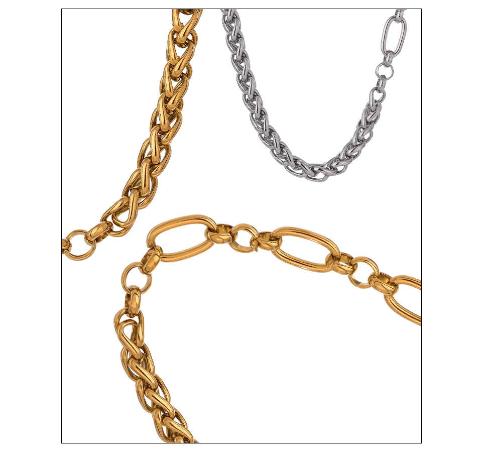 Yhpup 316L Stainless Steel Chain Necklace Statement Golden Glossy Thick Chunky Collar Necklace цепочка на шею женская Gift New