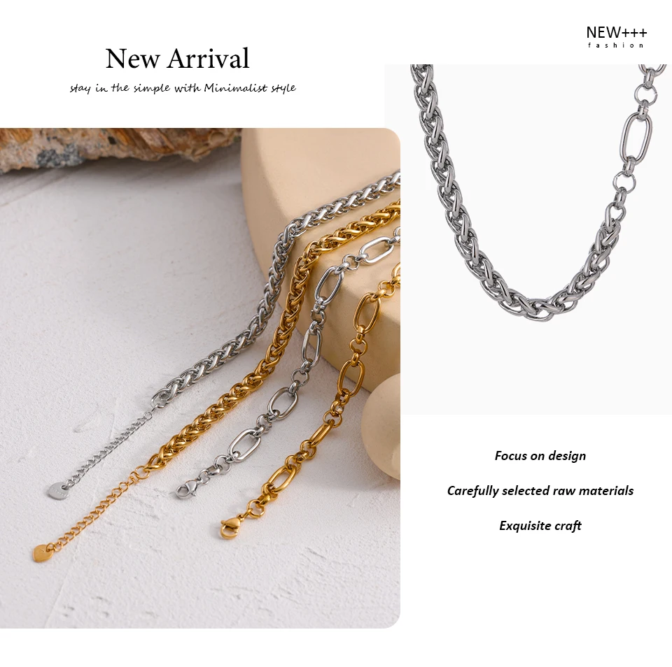 Yhpup 316L Stainless Steel Chain Necklace Statement Golden Glossy Thick Chunky Collar Necklace цепочка на шею женская Gift New