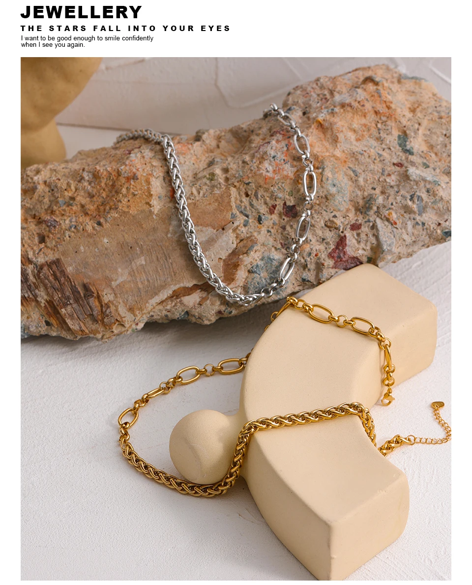 Yhpup 316L Stainless Steel Chain Necklace Statement Golden Glossy Thick Chunky Collar Necklace цепочка на шею женская Gift New