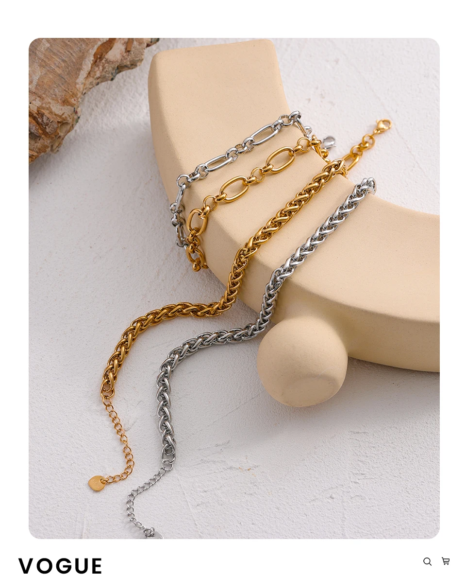 Yhpup 316L Stainless Steel Chain Necklace Statement Golden Glossy Thick Chunky Collar Necklace цепочка на шею женская Gift New