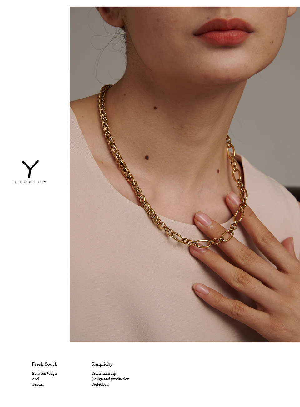 Yhpup 316L Stainless Steel Chain Necklace Statement Golden Glossy Thick Chunky Collar Necklace цепочка на шею женская Gift New
