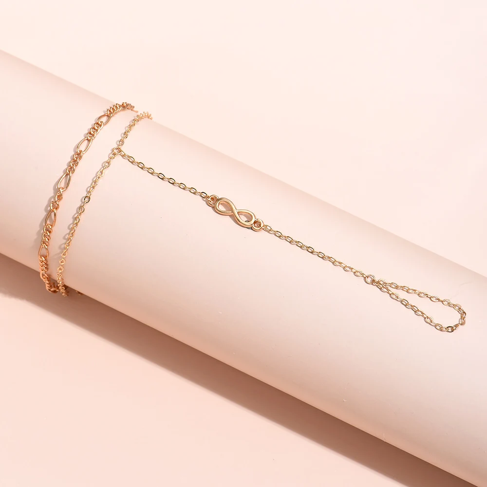 Simple Heart Pendant Chain Bracelet Link Connected Gold Plated Wide Finger Ring Bracelets for Women Link Hand Harness Jewelry