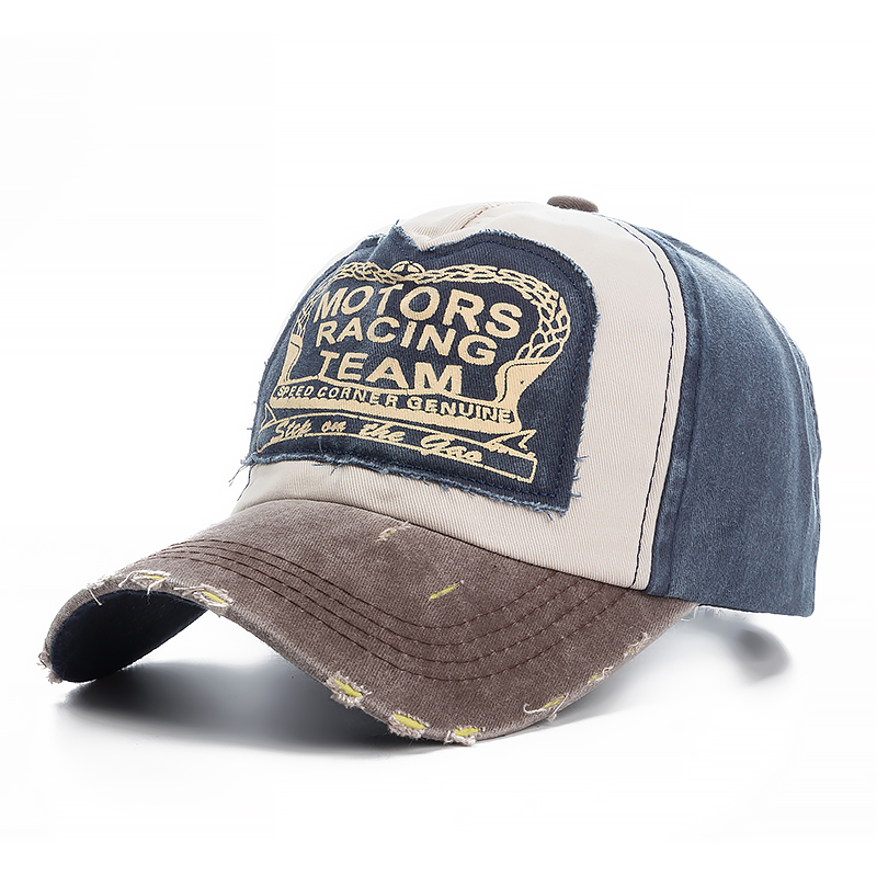 2026 High Quality Washed Cotton Damage Baseball Cap Motor Snapback Hat Hip Hop Dad Hats For Men Women Grinding Multicolor Bone