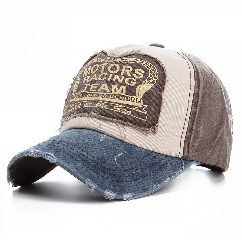 2026 High Quality Washed Cotton Damage Baseball Cap Motor Snapback Hat Hip Hop Dad Hats For Men Women Grinding Multicolor Bone