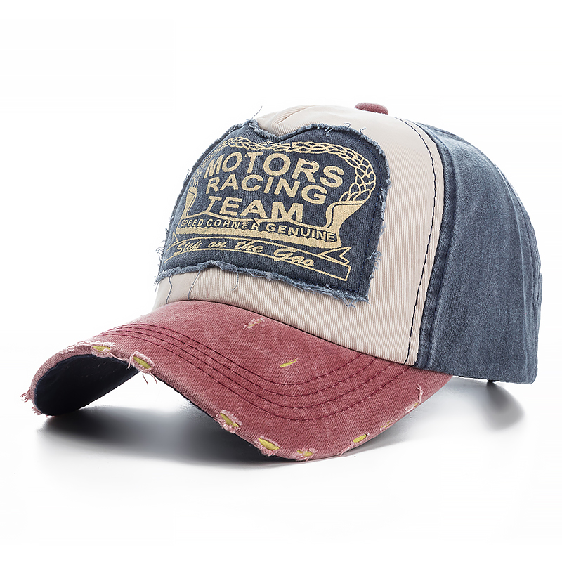 2026 High Quality Washed Cotton Damage Baseball Cap Motor Snapback Hat Hip Hop Dad Hats For Men Women Grinding Multicolor Bone