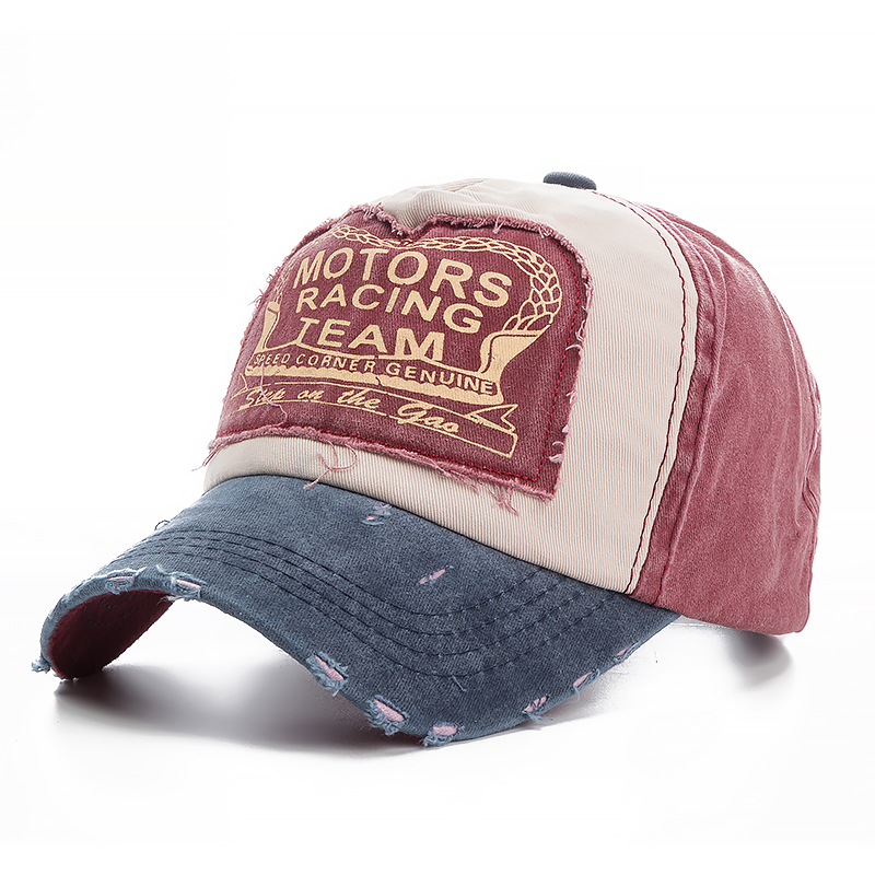 2026 High Quality Washed Cotton Damage Baseball Cap Motor Snapback Hat Hip Hop Dad Hats For Men Women Grinding Multicolor Bone