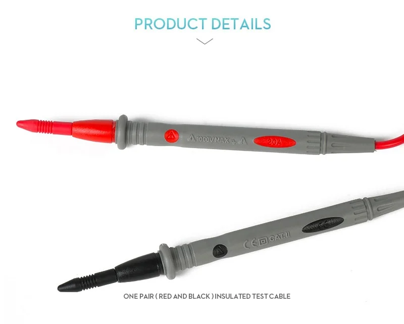 1 Pair Universal Probe Test Leads Pin Digital Needle Tip Multi Meter Tester 20A 1000V