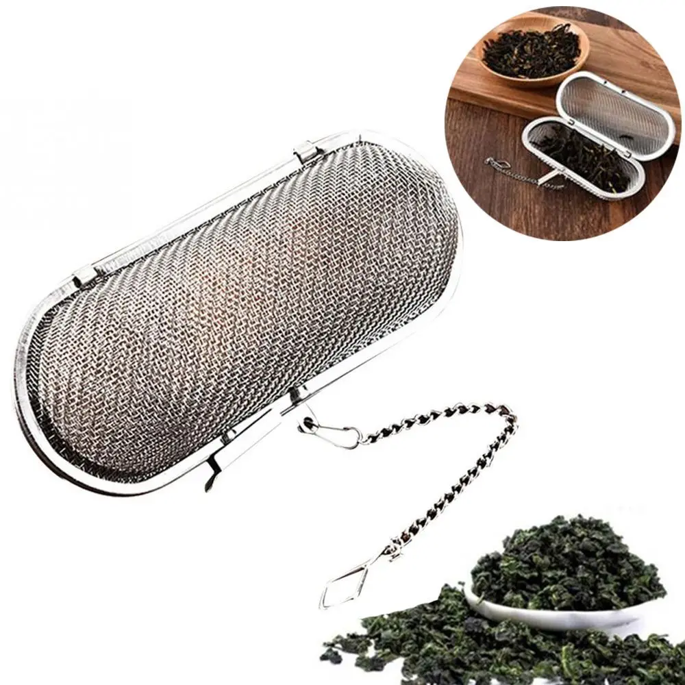 Stainless Steel Cooking Spices Infuser Fine Mesh Loose Tea Herbal Strainer Filter with Extended Chain Kitchen Seasoning Balls