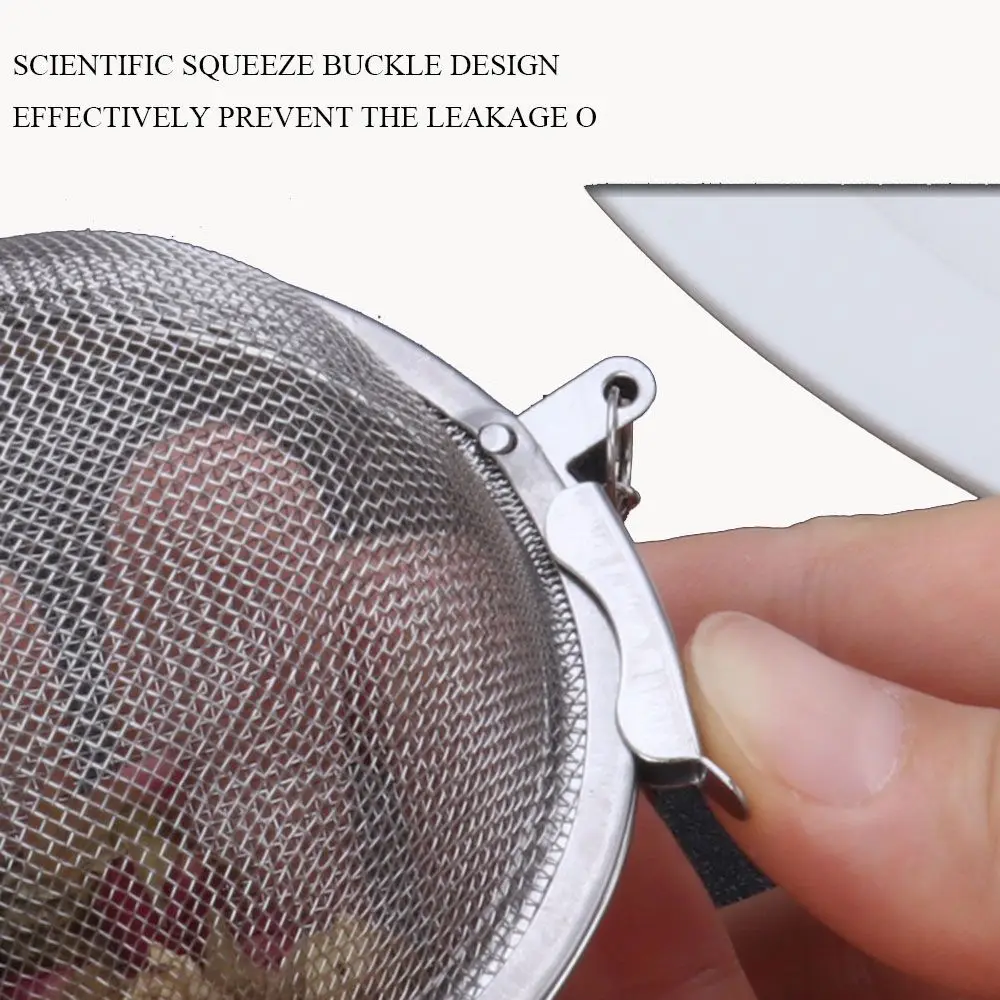 Stainless Steel Cooking Spices Infuser Fine Mesh Loose Tea Herbal Strainer Filter with Extended Chain Kitchen Seasoning Balls