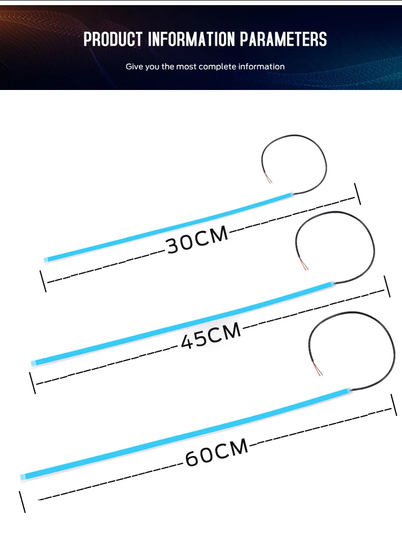 2pcs LED DRL Car Daytime Running Light Flexible Waterproof Strip Auto Headlights White Turn Signal Yellow Brake Flow Lights 12V