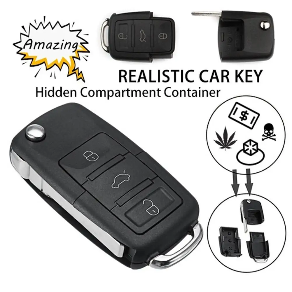 Fake Car Key Safe Hidden Secret Compartment Stash Box Discreet Decoy Car Key Fob to Hide and Store Money