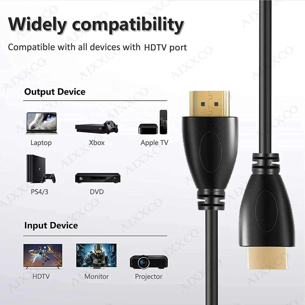 AIXXCO 0.5M 1.5M 1M 2M 3M 5M 10M Gold Plated HDMI-compatible Cable 1.4 1080p 3D Video Cables for HDTV Splitter Switcher