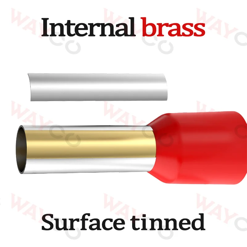 100PCS Tubular Crimp Terminals Electrical Wire Cable Ferrules Connectors E0508 E7508 E1008 E1508 E2508 E4009 E6012 Ring Sleeve