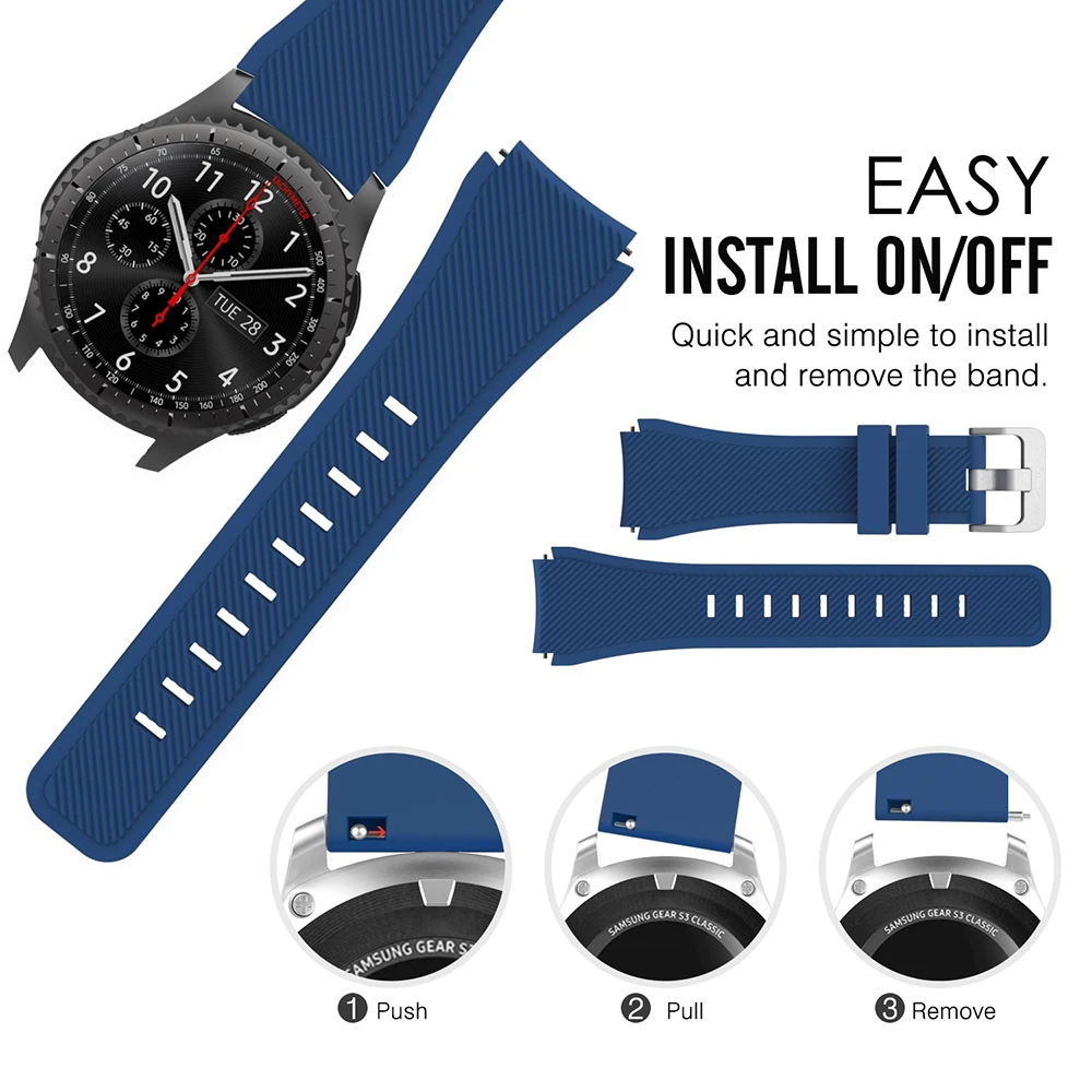 20mm 22mm Band for Samsung Galaxy Watch 3 4 5 46mm/42mm/active 2 Gear S3 Frontier/S2/Sport Silicone Bracelet Huawei GT 2 Strap