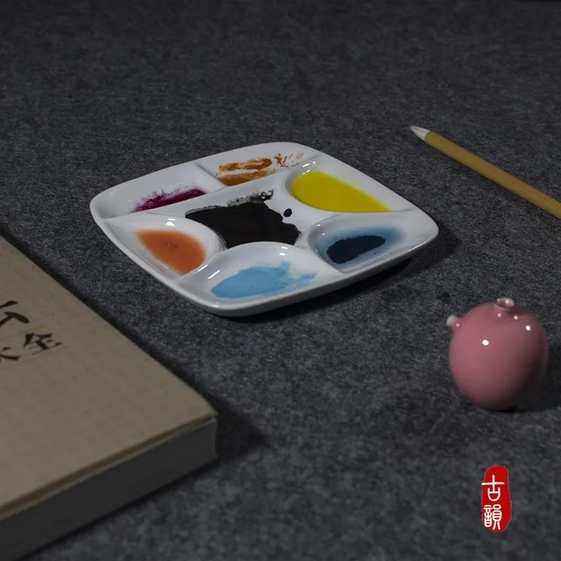 Jingdezhen Ceramic Palette Plum Blossom Pigment Gouache Watercolor Painting and Calligraphy Art Supplies