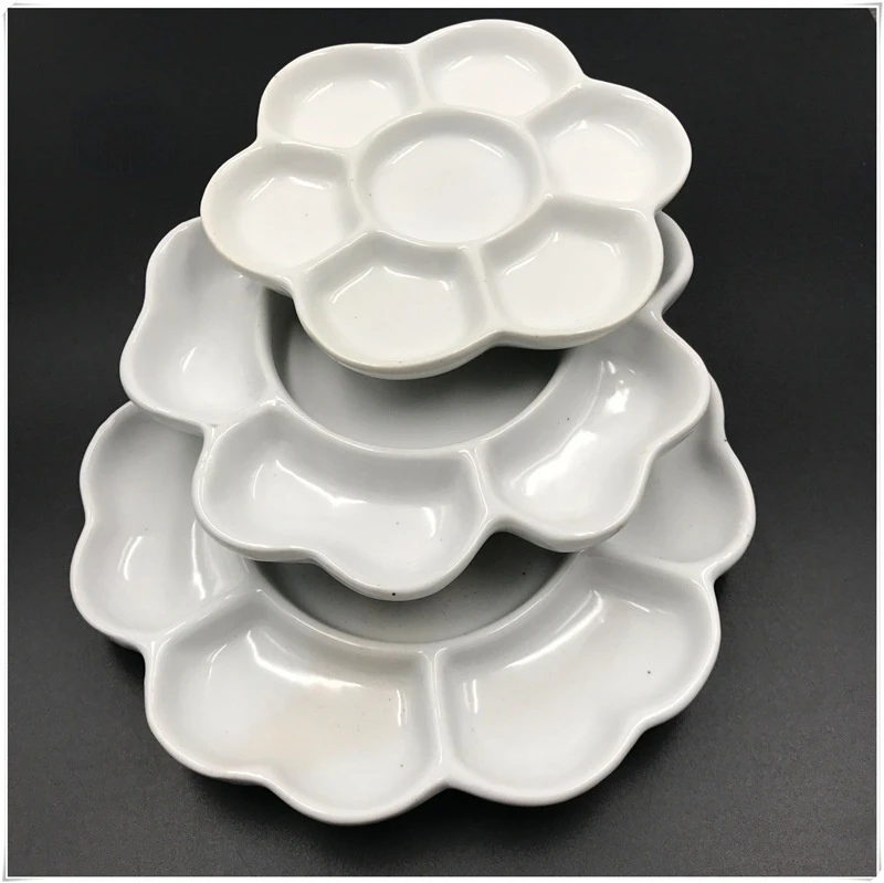 Jingdezhen Ceramic Palette Plum Blossom Pigment Gouache Watercolor Painting and Calligraphy Art Supplies