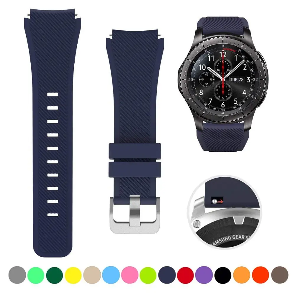 22mm Silicone Bands for Samsung Galaxy Watch 3 45mm/Gear S3 Classic/Frontier/Huawei Watch GT 2 3 Pro 46mm Amazfit GTR/Pace Strap