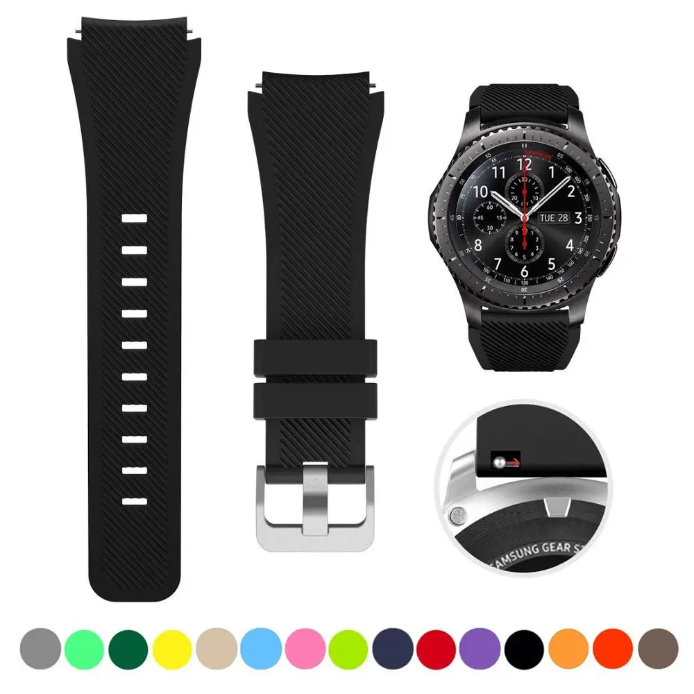 22mm Silicone Bands for Samsung Galaxy Watch 3 45mm/Gear S3 Classic/Frontier/Huawei Watch GT 2 3 Pro 46mm Amazfit GTR/Pace Strap