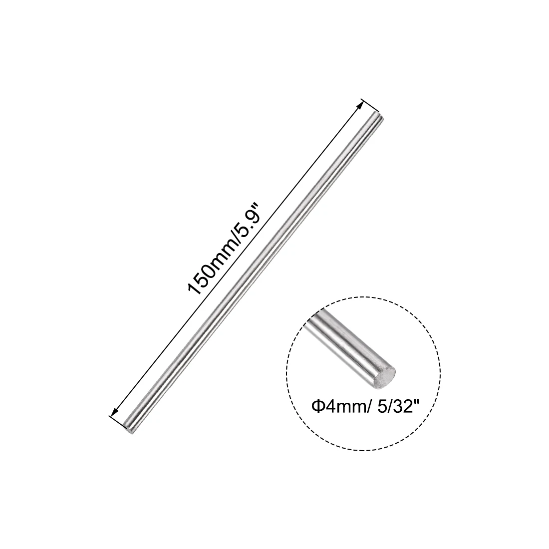 10Pcs 2.5/3/4/5/6mm Dia 304 Stainless Steel Rod Strong Rust-resistant Linear Shaft Solid Round Rod Bar for Motor Shaft Model Car