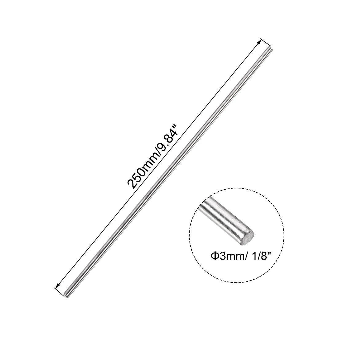 10Pcs 2.5/3/4/5/6mm Dia 304 Stainless Steel Rod Strong Rust-resistant Linear Shaft Solid Round Rod Bar for Motor Shaft Model Car
