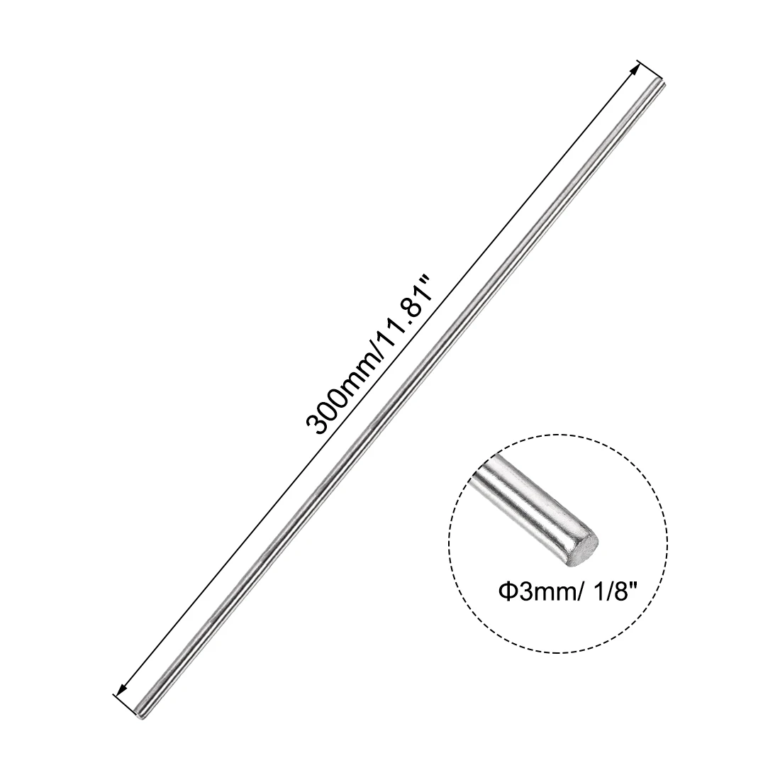 10Pcs 2.5/3/4/5/6mm Dia 304 Stainless Steel Rod Strong Rust-resistant Linear Shaft Solid Round Rod Bar for Motor Shaft Model Car