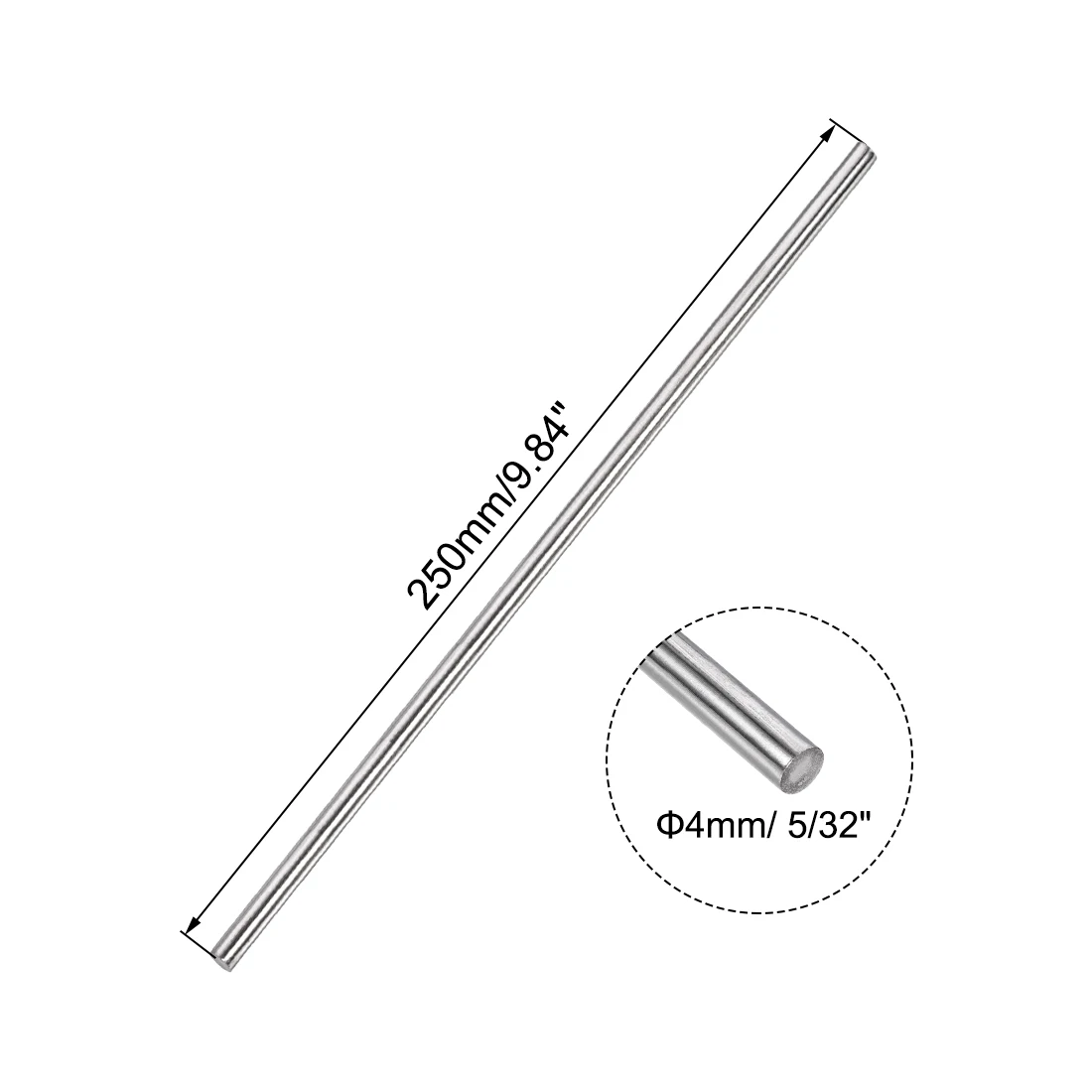10Pcs 2.5/3/4/5/6mm Dia 304 Stainless Steel Rod Strong Rust-resistant Linear Shaft Solid Round Rod Bar for Motor Shaft Model Car