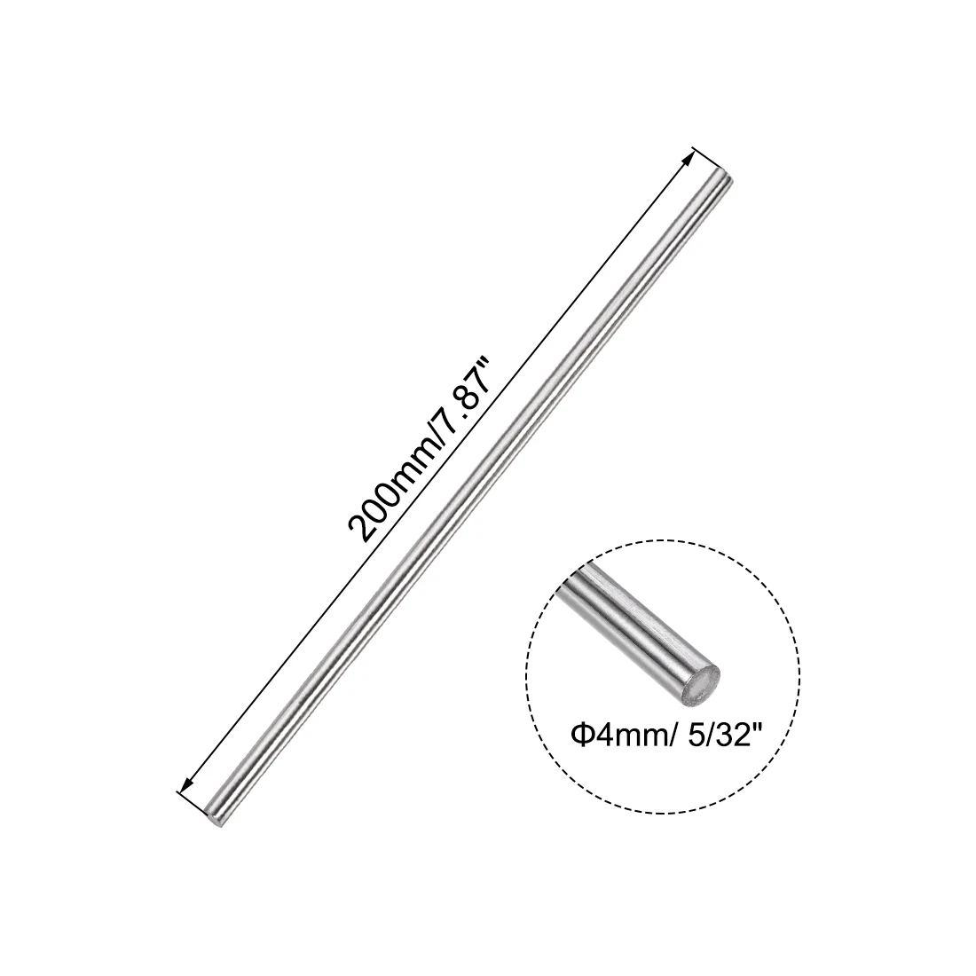 10Pcs 2.5/3/4/5/6mm Dia 304 Stainless Steel Rod Strong Rust-resistant Linear Shaft Solid Round Rod Bar for Motor Shaft Model Car