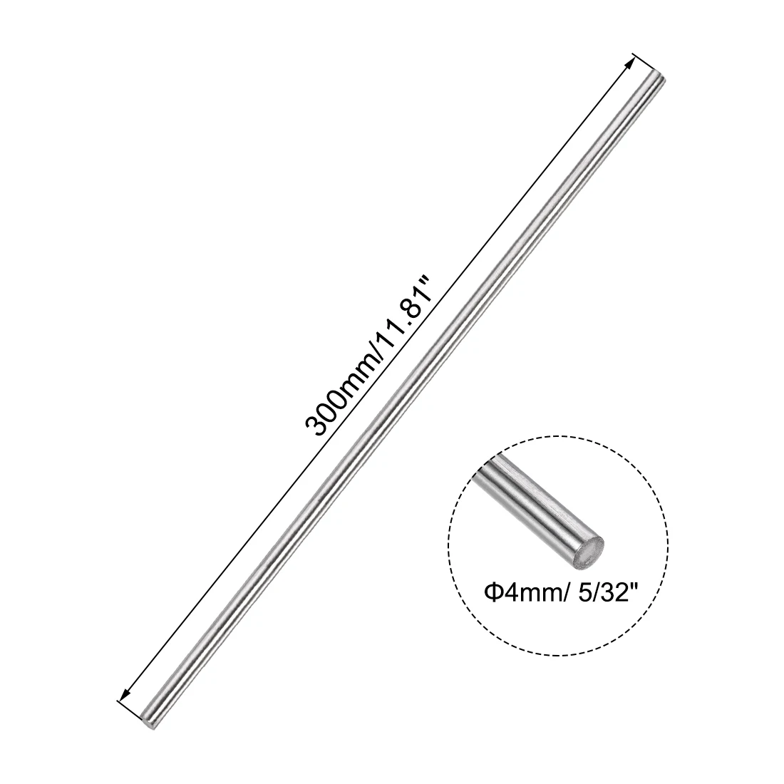 10Pcs 2.5/3/4/5/6mm Dia 304 Stainless Steel Rod Strong Rust-resistant Linear Shaft Solid Round Rod Bar for Motor Shaft Model Car