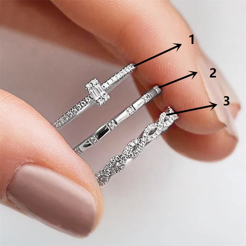 Huitan Fashion Thin Rings for Women Micro Paved CZ Stone Simple Stylish Female Accessories Versatile Design Wedding Band Jewelry