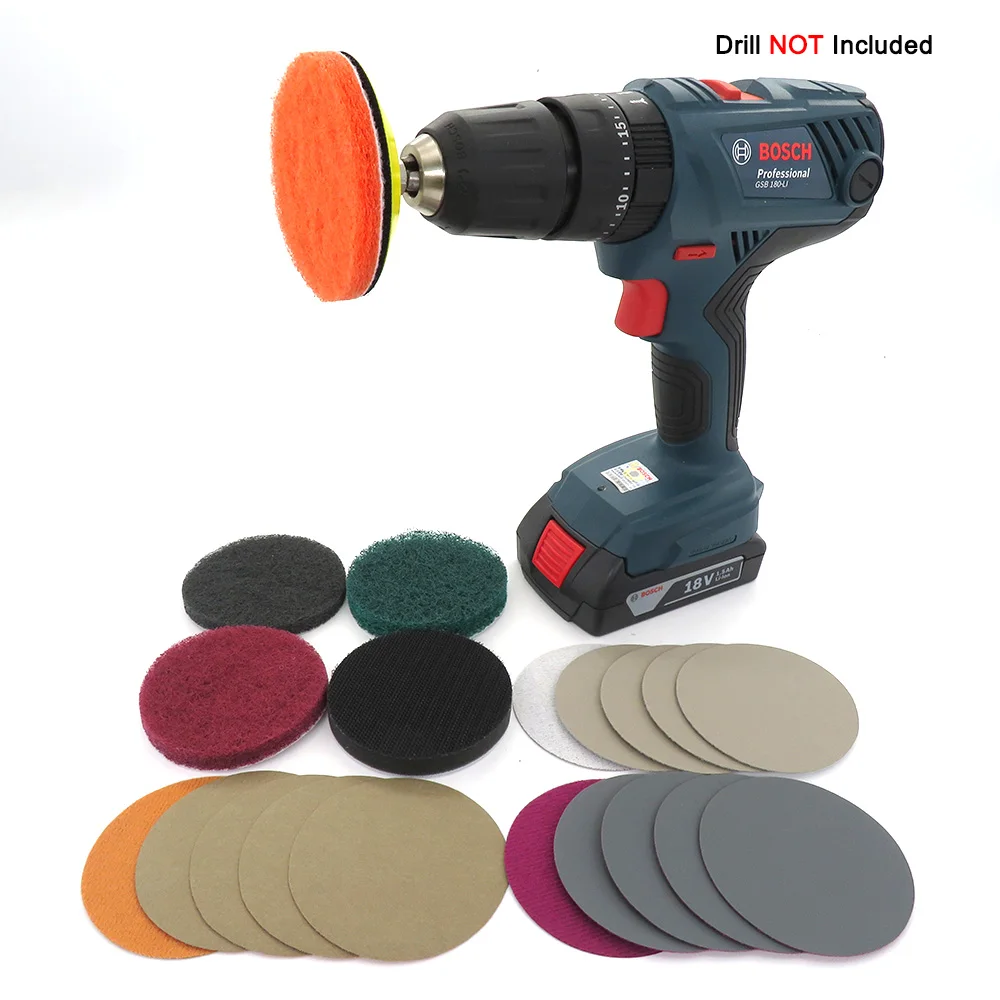 2Inch Headlight Restoration Kit 21 Pcs for Electric Drill Car Lights DIY Polishing Kit Sanding Disc Backing Plate Buffer Pad