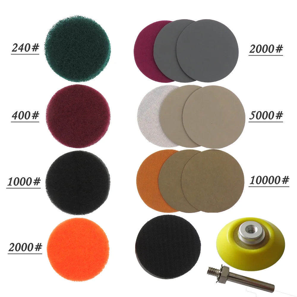 2Inch Headlight Restoration Kit 21 Pcs for Electric Drill Car Lights DIY Polishing Kit Sanding Disc Backing Plate Buffer Pad
