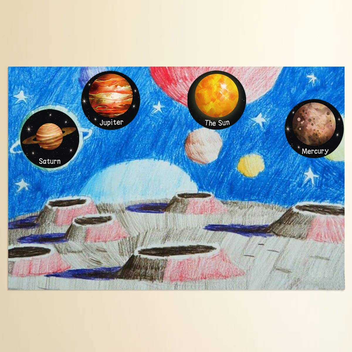 100-500 Pcs Round Universe Outer Space Stickers Solar System Earth Mars Jupiter Planet DIY Sealing Party Decals Stationery
