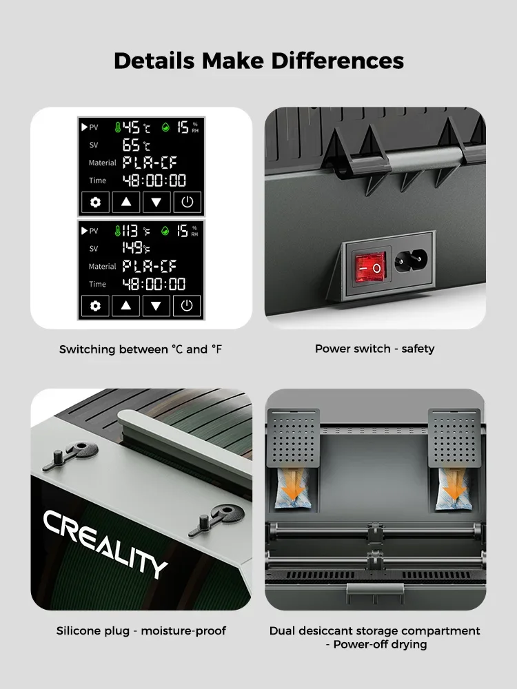 Creality Space Pi Filament Dryer Plus Drying Box Upgraded Two Rolls Drying Dehydrator for 2KG Filament 360° Hot-air heating