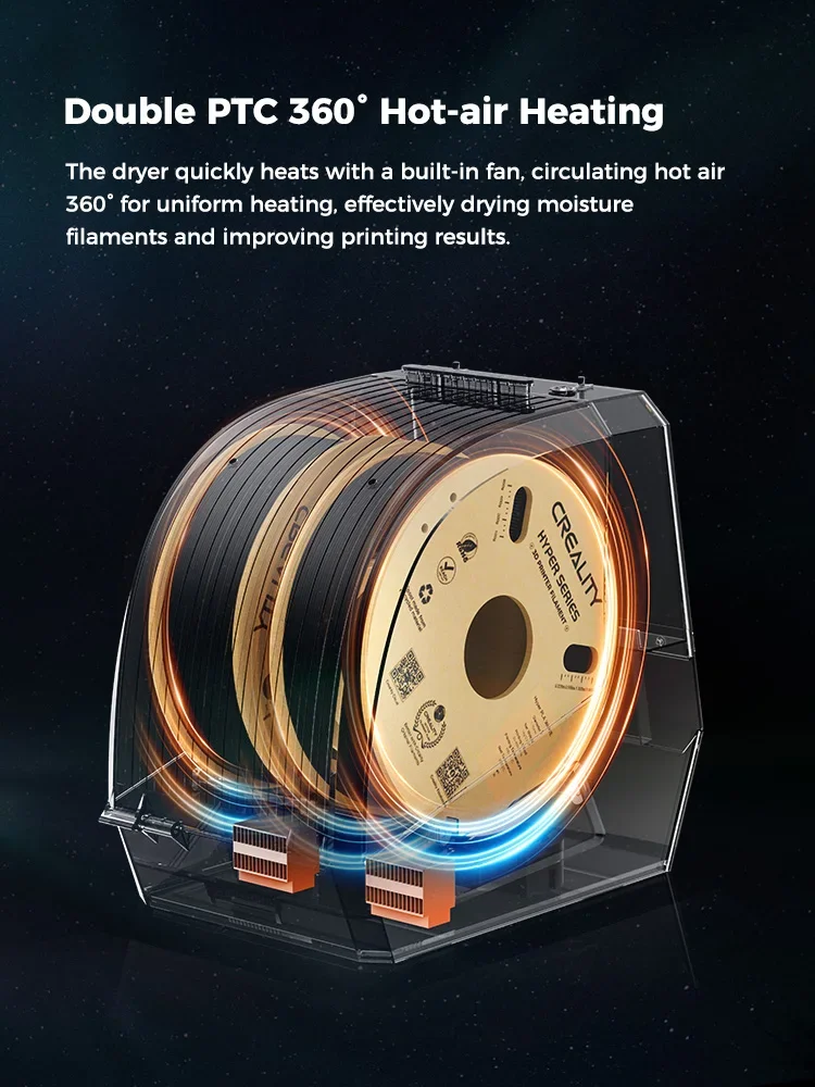 Creality Space Pi Filament Dryer Plus Drying Box Upgraded Two Rolls Drying Dehydrator for 2KG Filament 360° Hot-air heating
