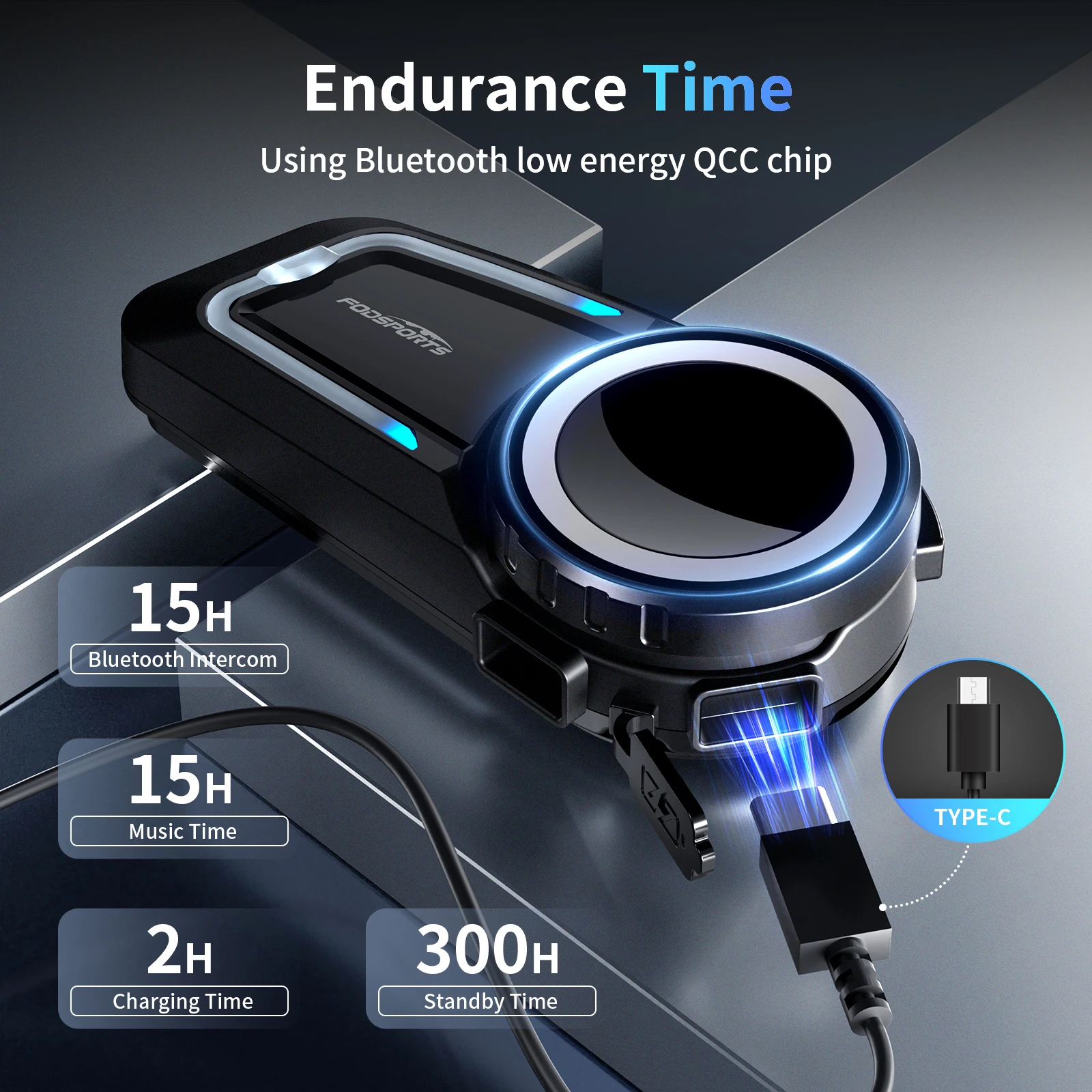 Fodsports FX7 Mesh Motorcycle Intercom Bluetooth Helmet Headset,Helmet Intercom,10 Riders 2000M,BT5.4,APP Connect.