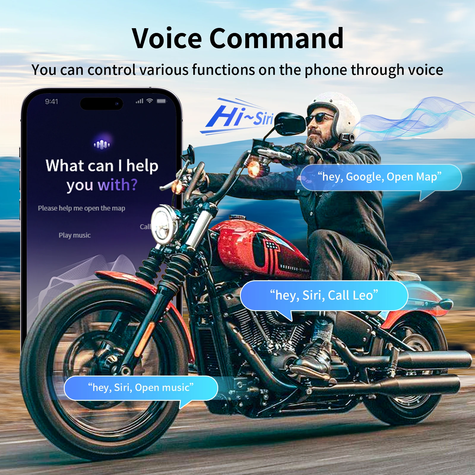 Fodsports FX7 Mesh Motorcycle Intercom Bluetooth Helmet Headset,Helmet Intercom,10 Riders 2000M,BT5.4,APP Connect.