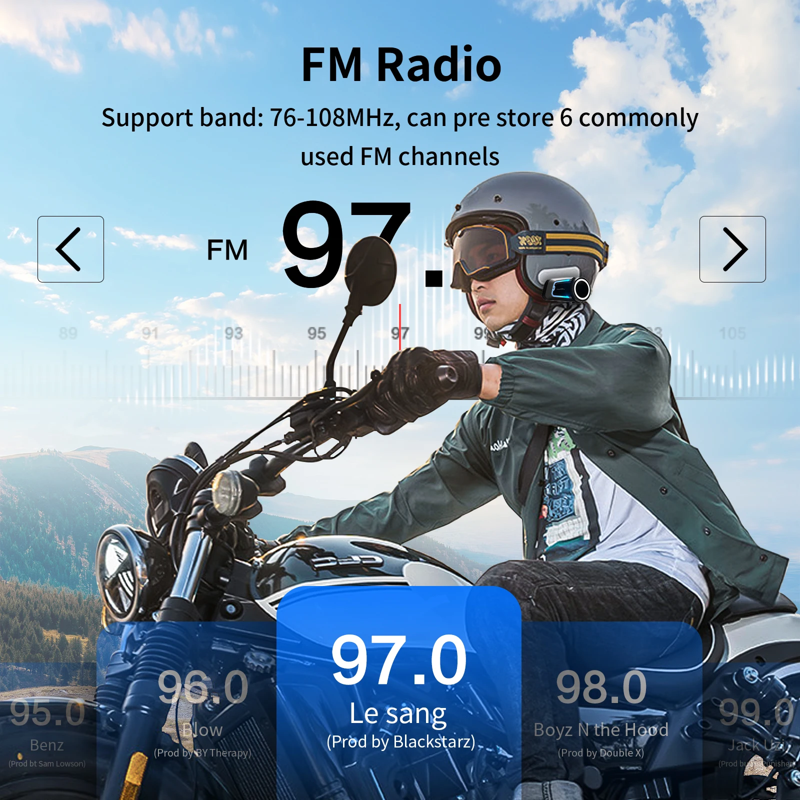 Fodsports FX7 Mesh Motorcycle Intercom Bluetooth Helmet Headset,Helmet Intercom,10 Riders 2000M,BT5.4,APP Connect.